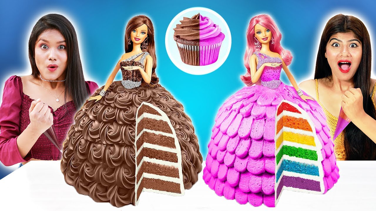 সবথেকে মজাদার BARBIE CAKE DECORATING CHALLENGE !  সবথেকে ভালো করবে? Cutest Barbie Cake Decoration