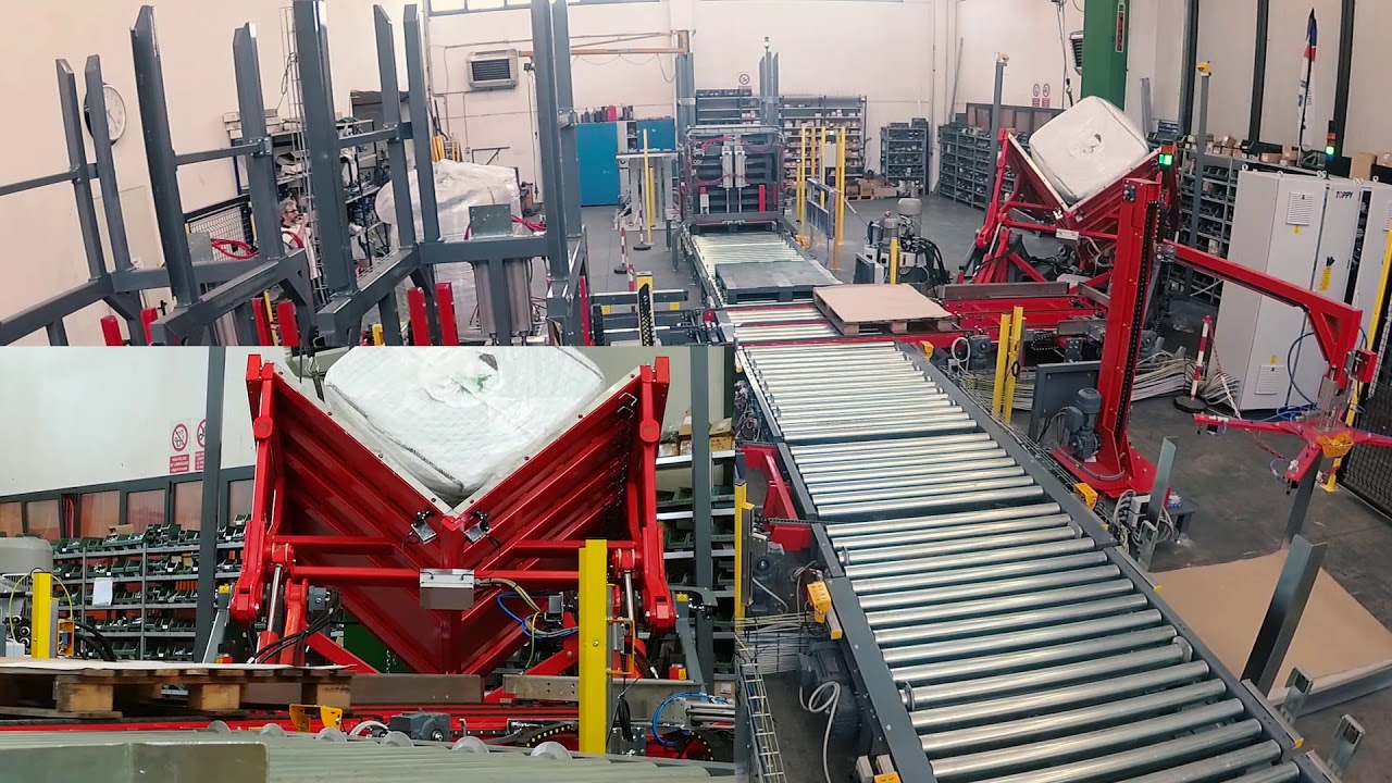 Inline pallet inverter - TOPPY VSHAPE with pick & place/ layer slip sheet