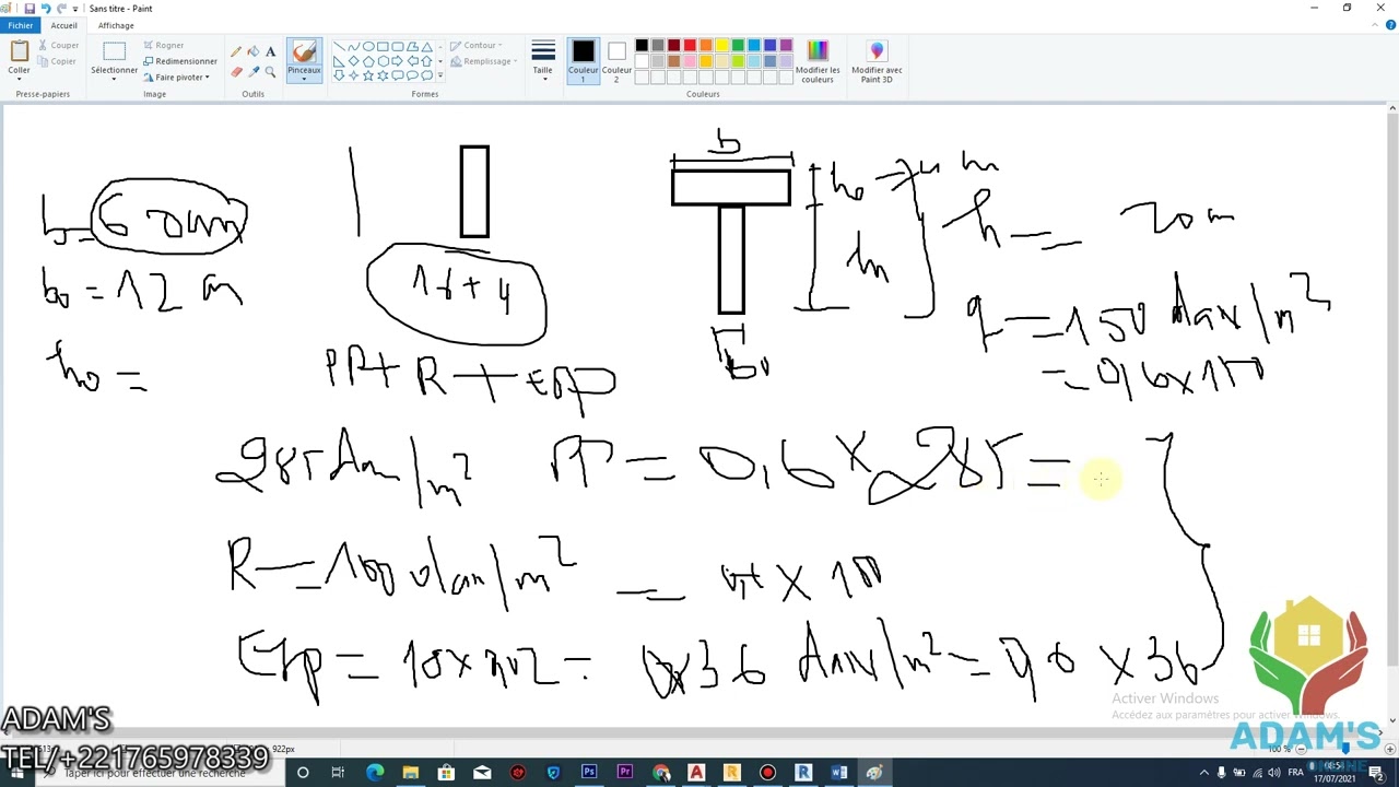 CALCUL DE LA NERVURE D'UNE DALLE A HOURDIS