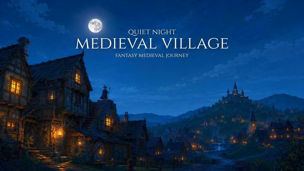 The Quiet Night Medieval Village | Relaxing Fantasy Medieval Music for Focus & Study