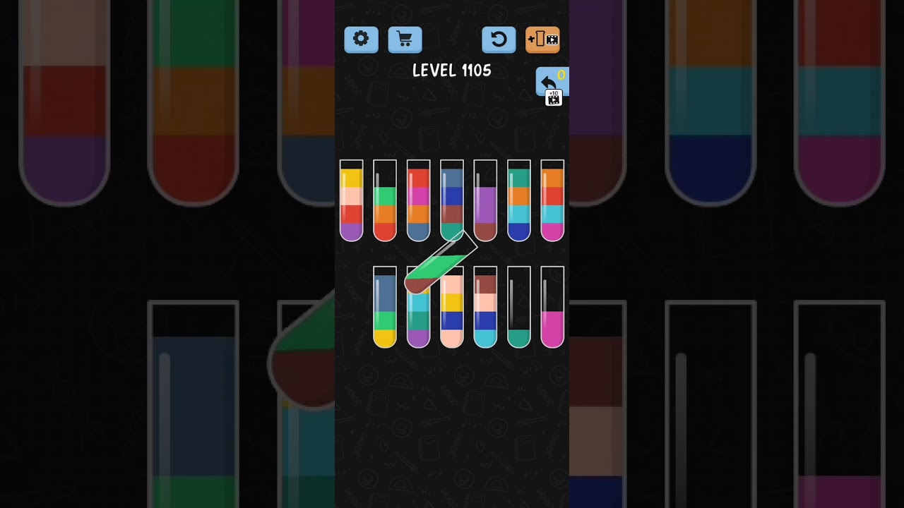 Water Color Sort Level 1105 WalkThrough Solution Gameplay