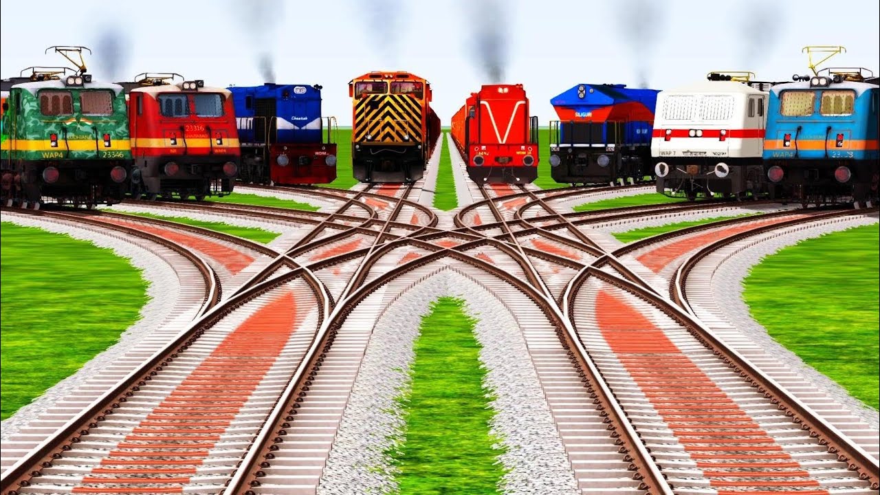 Every Train Railroad Crossing ll High Speed Train Crash l train cartoon video l train simulator game