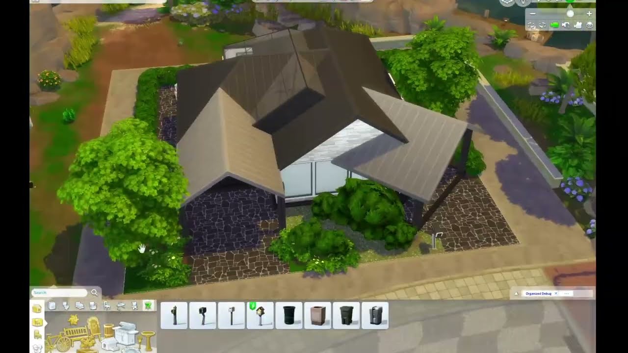 Exterior Landscaping & Details | Modern Grayscale Home | Sims 4 Basegame Speed Build