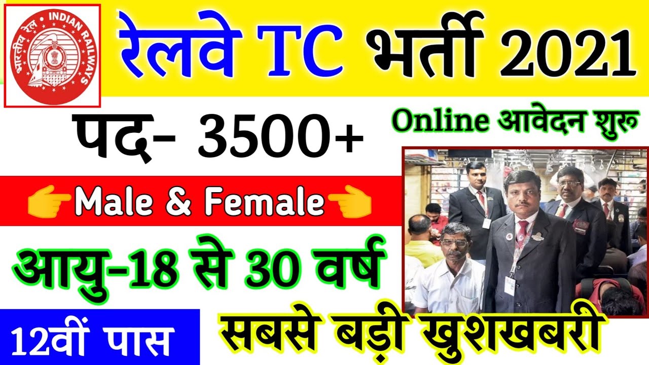 Railway TC,TTE (Ticket Collector) Recruitment 2021 | RRB TC Bharti 2021 | 10th, 12th Pass Vacancy