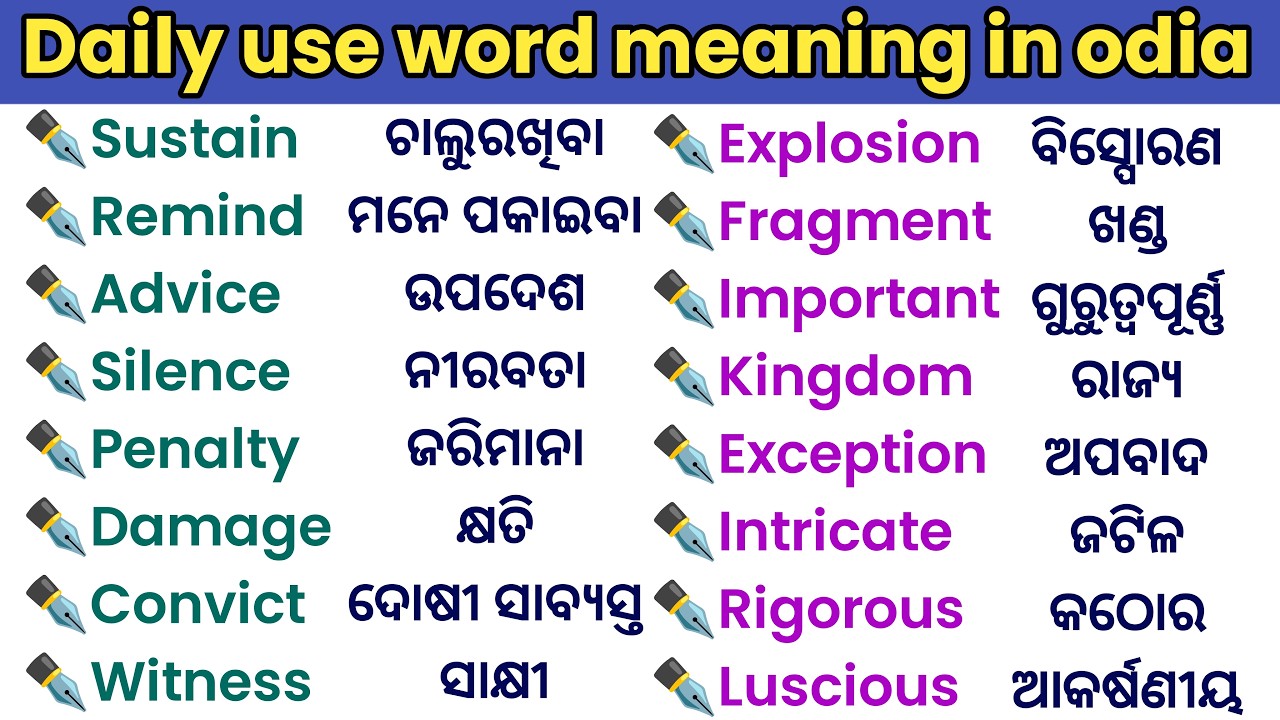 Common English words in odia//Basic word meaning pratice in odia//English vocabulary pratice odia//