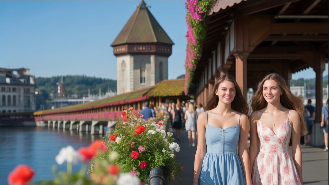 Walk & Explore STUNNING Views of Lucerne [4K]