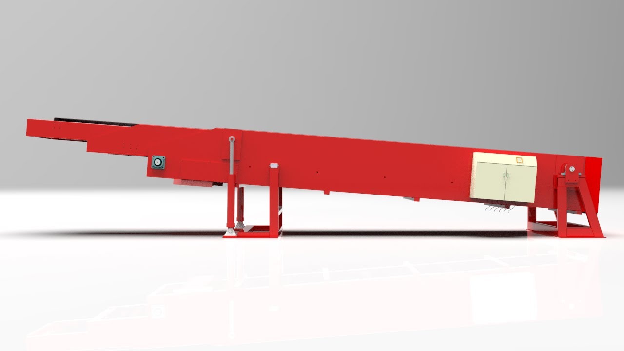 3D design model of 3 section telescopic belt conveyor loading and unloading belt conveyor