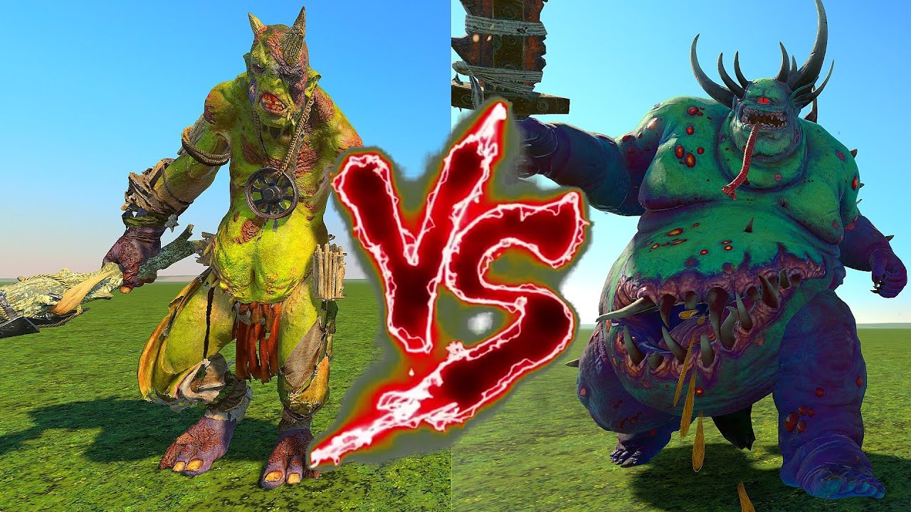 Bilious Thunderguff (Chaos Giant) VS Uncle Furuncle (Great Unclean One). Total War Warhammer 3