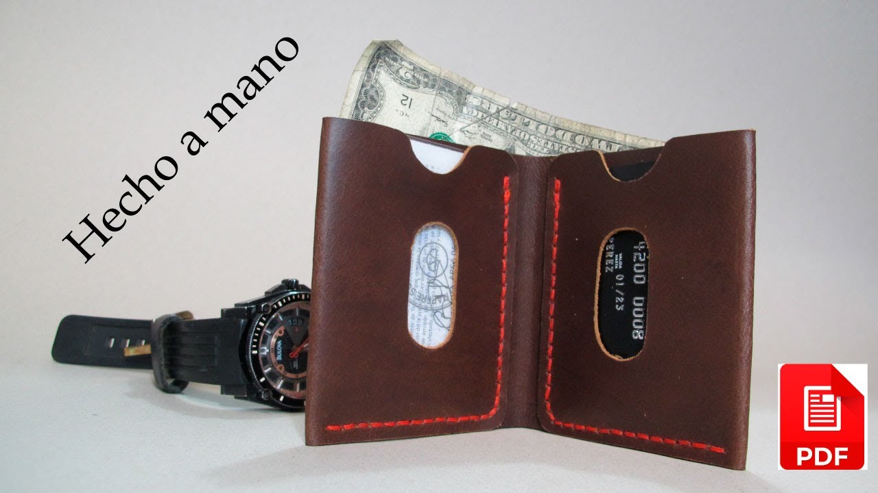 Billetera MInimalista, cosida a mano, (Patrones PDF). Diseño sencillo.