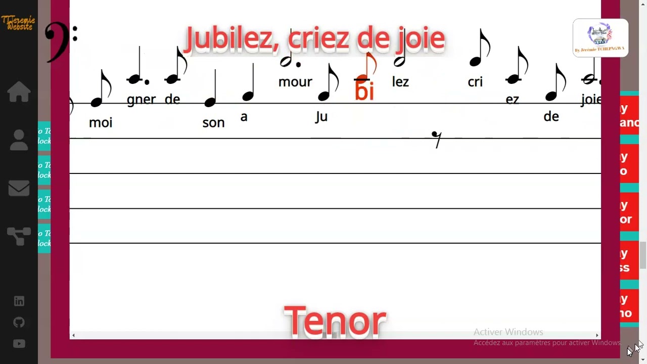 Jubilez, criez de joie - Hymnes et Cantiques - Tenor