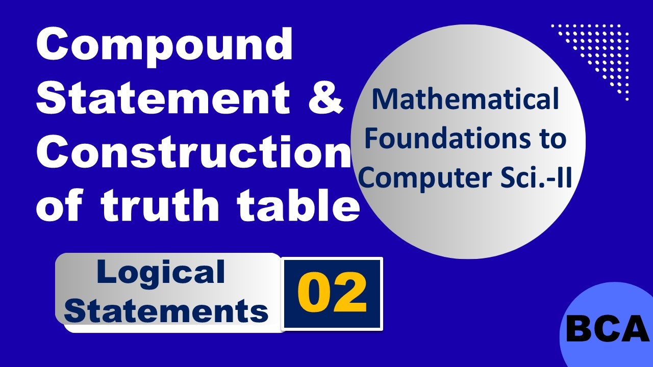 Compound Statements and Construction of Truth Tables with examples | BCA | BBA | MATHS |