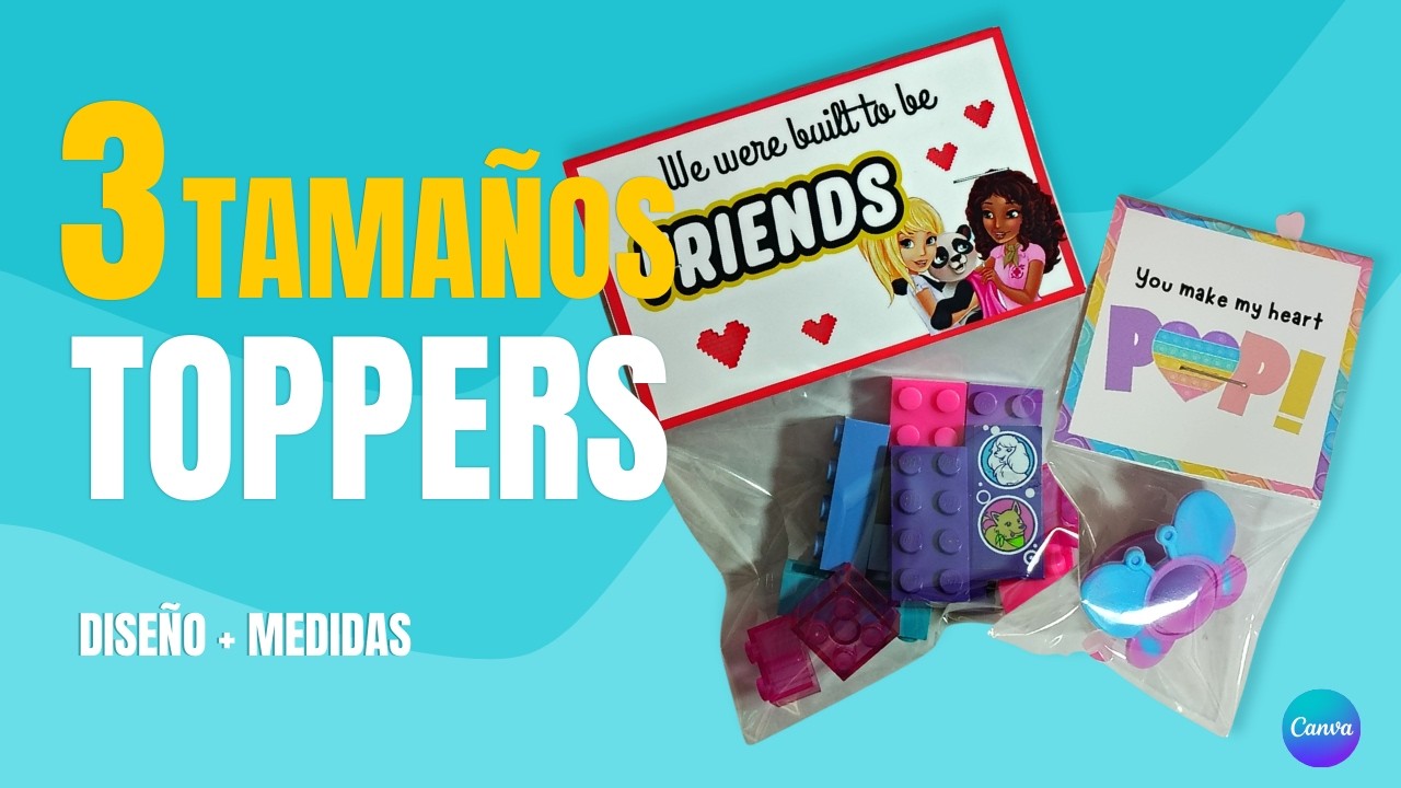 Cómo hacer toppers en 3 tamaños + ideas de uso / Bolsitas de San Valentín