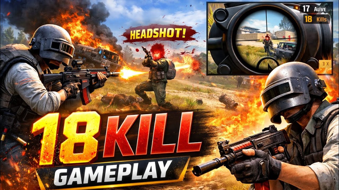 BGMI Solo vs Squad 18 Kills 🔥 Insane Clutch Gameplay | BGMI