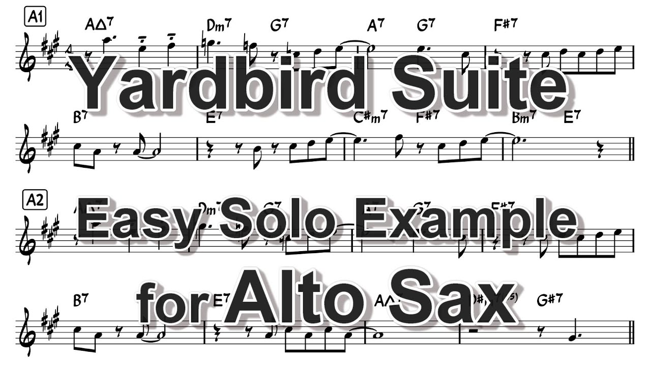 Yardbird Suite - Easy Solo Example for Alto Sax 【楽譜】ヤードバード組曲【アルトサックス向けアドリブ例】- Charlie Parker (1946)