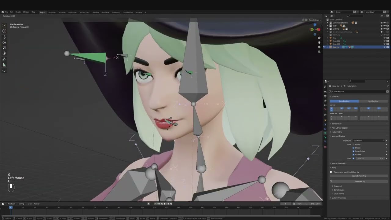 Rigging In Blender For Animation - The Skull Witch Blender Timelapse