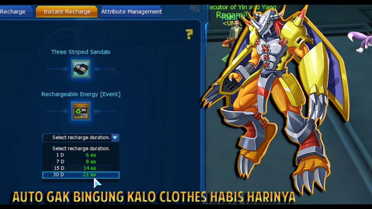 TIPS AND TRICK NEWBIE DMO : HOW TO USE RECHARGERABLE ENERGY - DIGIMON MASTERS ONLINE
