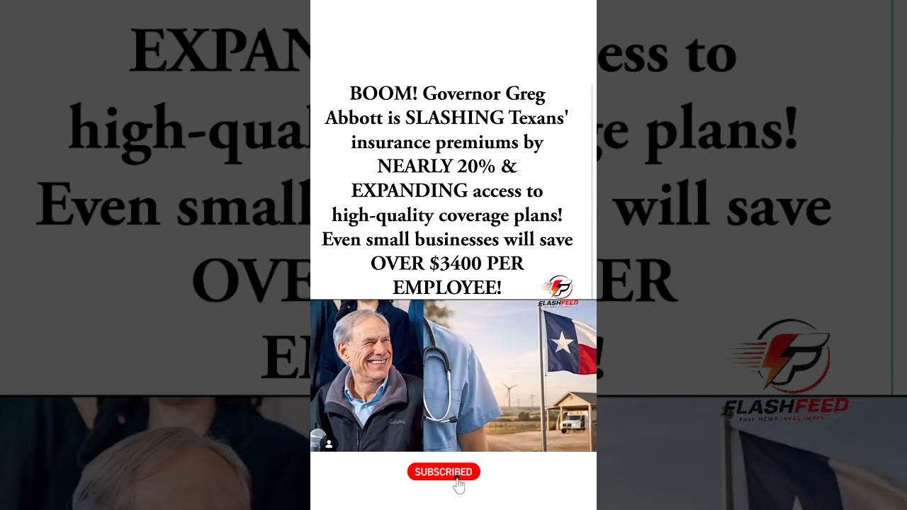 BOOM! Gov. Greg Abbott Announces Insurance Premium Cuts of Nearly 20%#gregabbott#insurance#usa