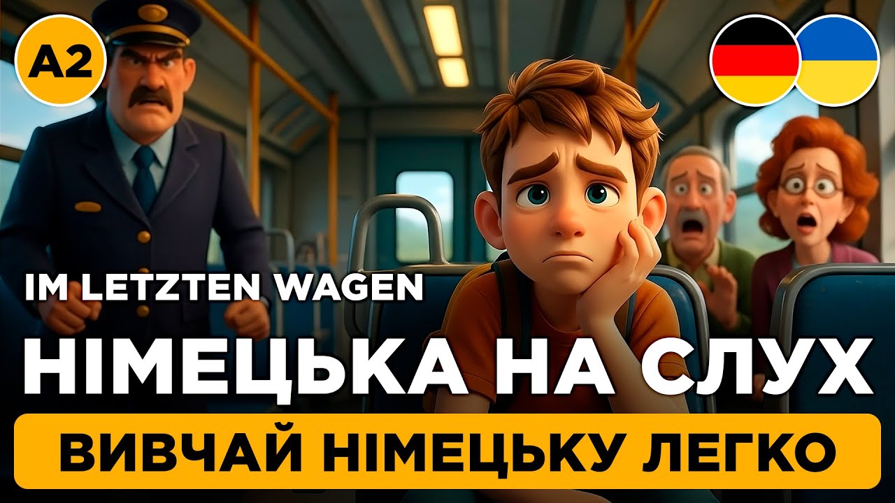 Простий СПОСІБ РОЗУМІТИ німецьку на слух || Розповідь з покроковим перекладом || 👀 Im letzten Wagen