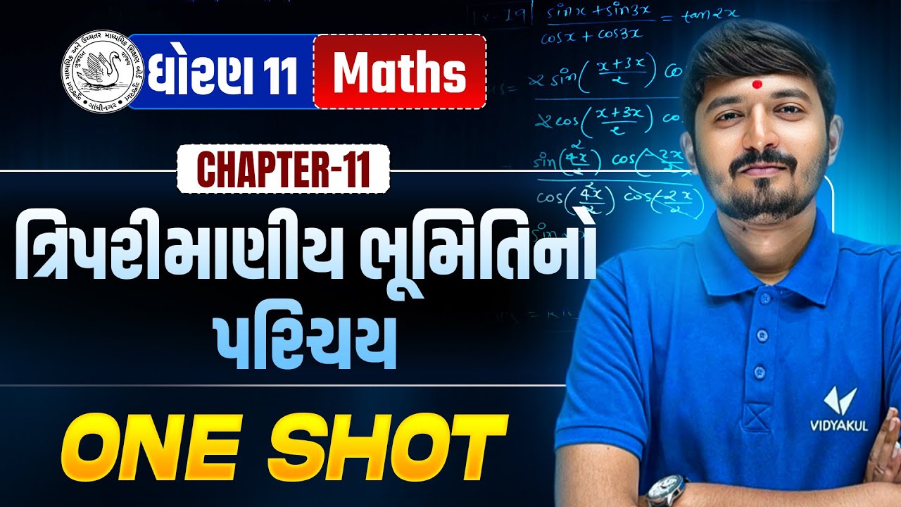 Std 11 Maths Ch 11 ત્રિપરીમાણીય ભૂમિતિ | 3D Geometry ONE SHOT | Gujarati Medium | Vidyakul