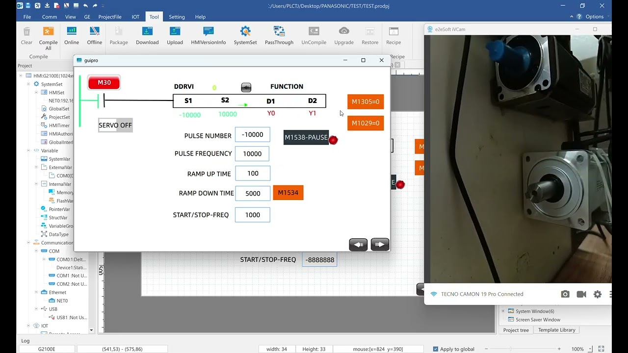 7. Panasonic MCDLN35SE Position Control via Delta PLC DDRVI & Kinco DTools Pro Tutorial