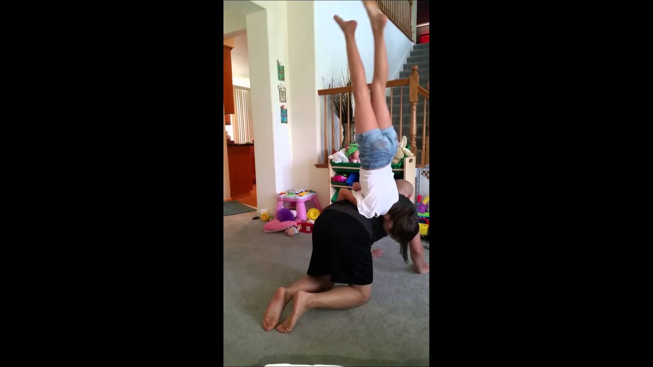 Gymnastics tricks daddy daughter