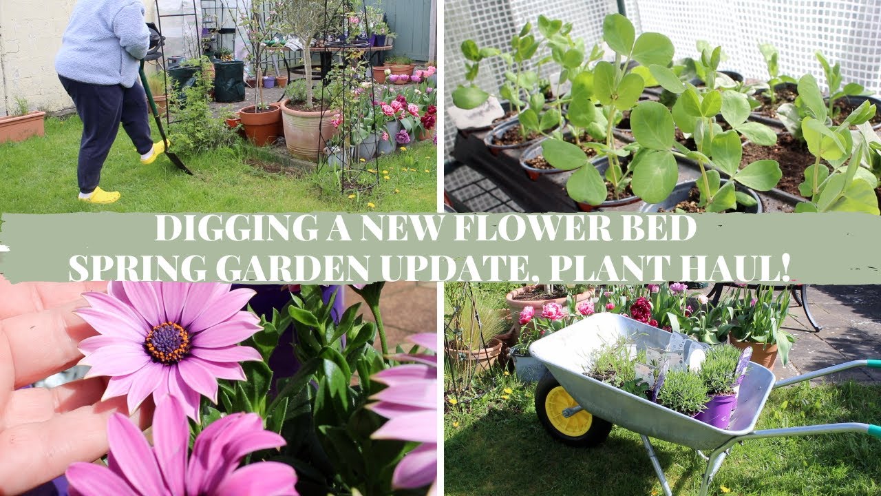 Working in the Spring Garden - Digging a New Flower Bed, Plant Haul and Garden Tour
