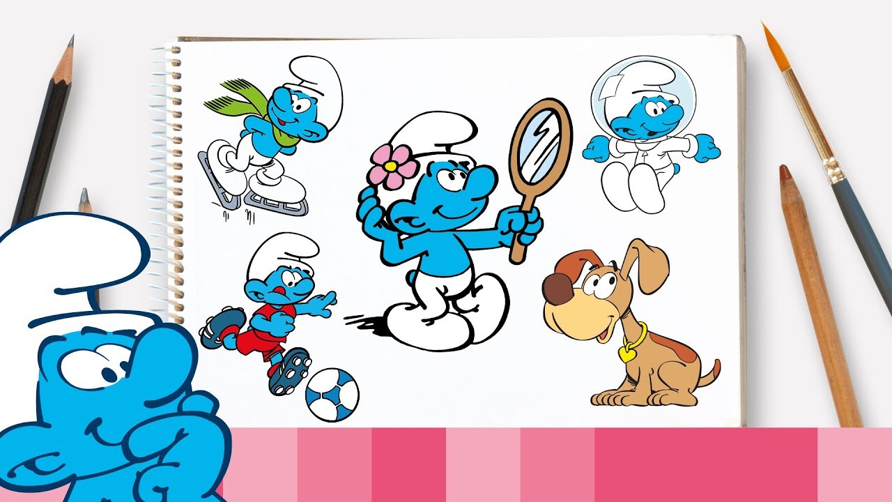 S&aring; h&auml;r ritar du Kokettsmurfen och hans v&auml;nner &bull; Smurfarna