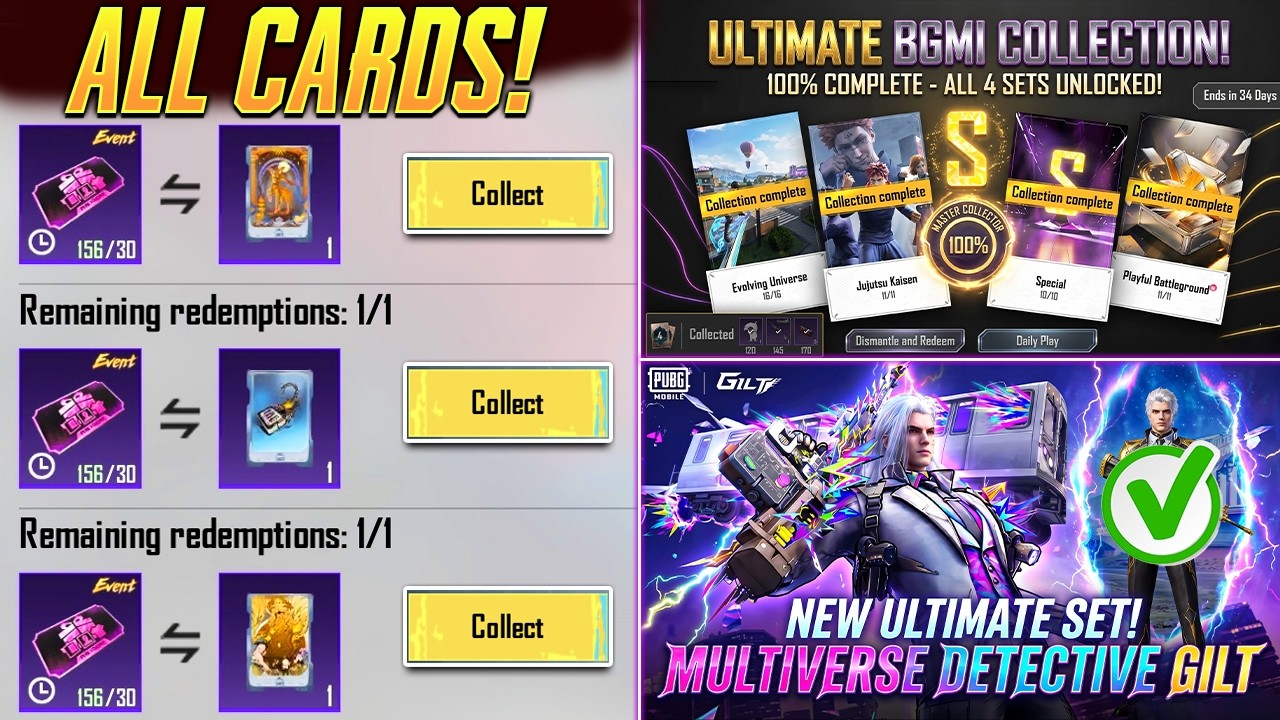 😍 FINALLY, BGMI 4.3 ALL CARD COLLECTION COMPLETE || FREE WEAPON AND PROCESS || 2nd ULTIMATE TRAILER.