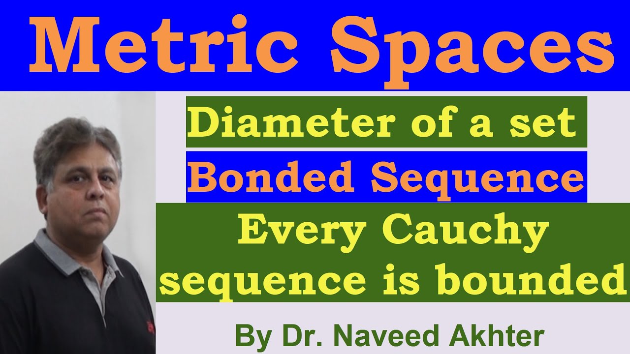 Every Cauchy sequence is bounded. Diameter of a set, Bounded Sequence. Lec_46, Metric Spaces