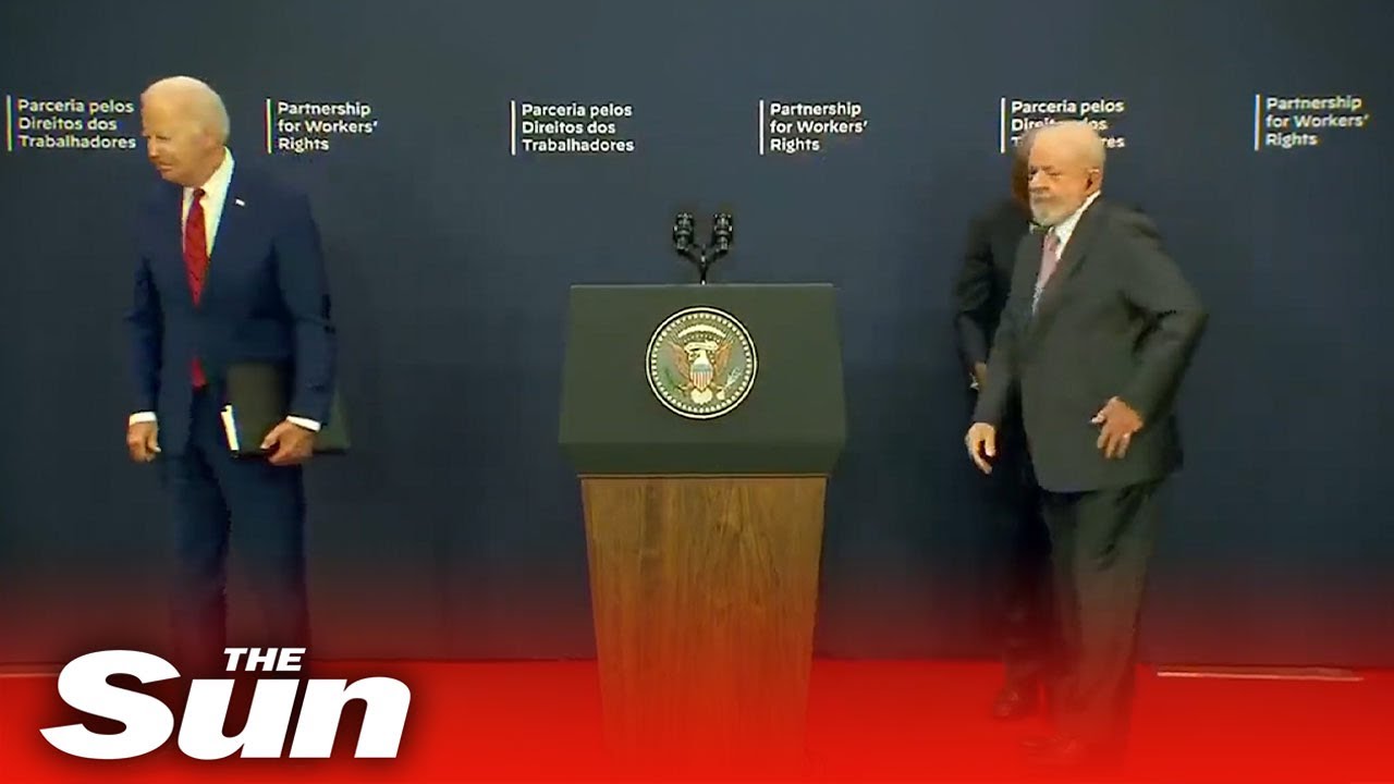 Biden awkward gaffe as he wanders off without shaking President Lula's hand