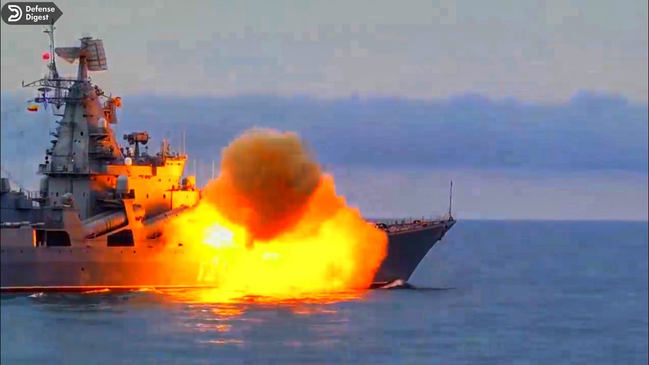 On Cam: Ukrainian kamikaze boat drone rain fire on Russian Black Sea flagship.