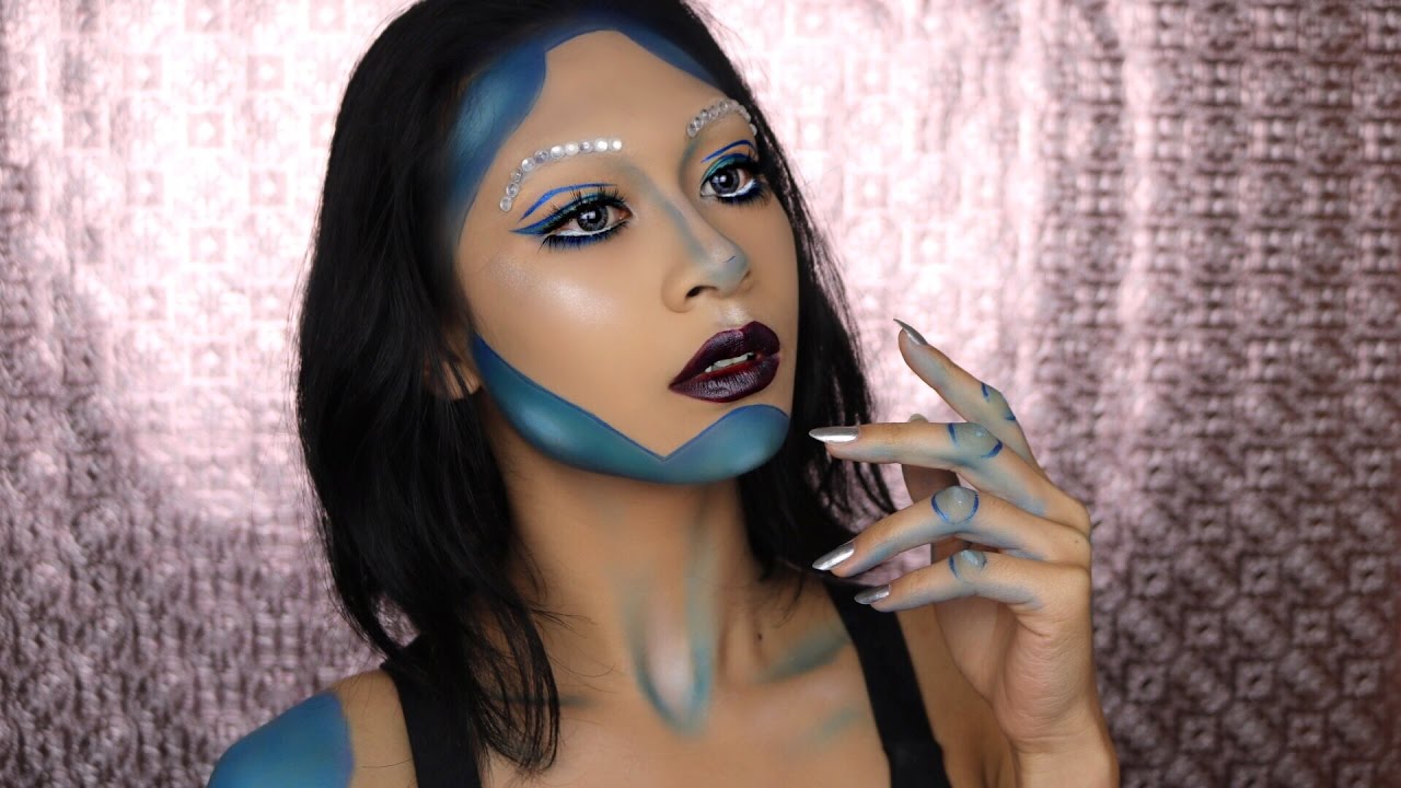 Easy Blue Robot Halloween Makeup | No Face Paint || ThatsSoYin