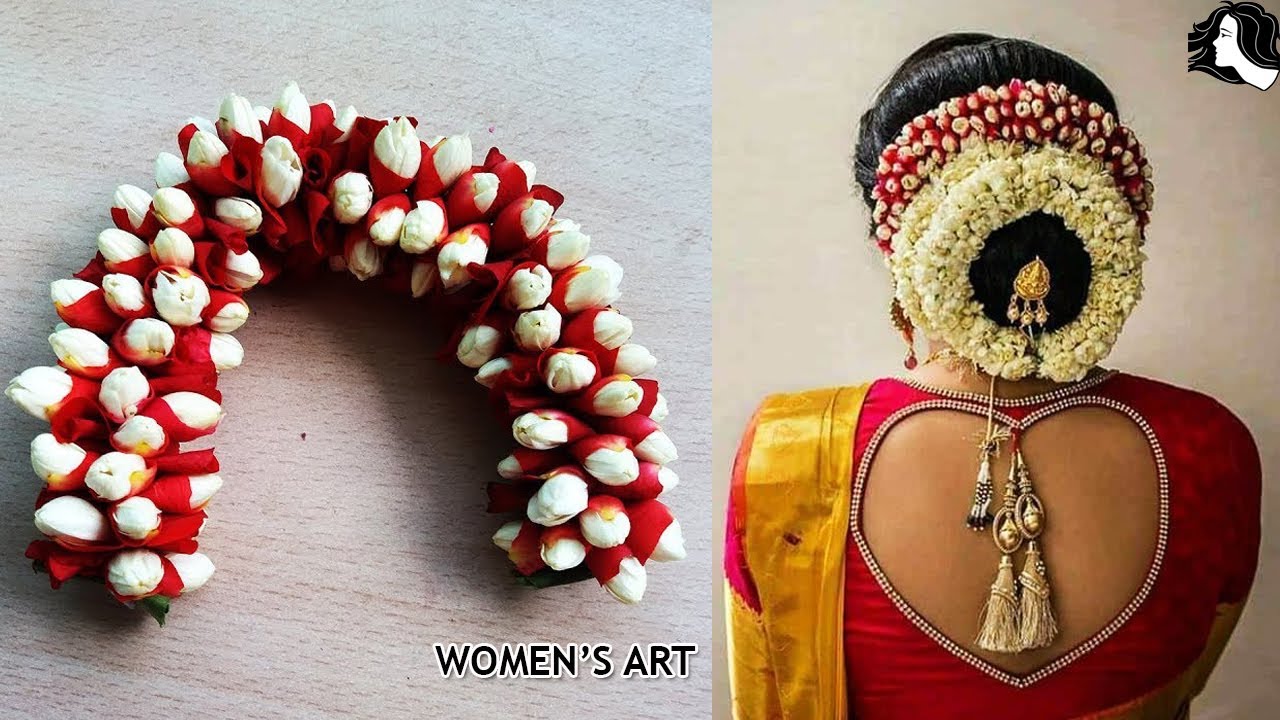 How to string jasmine + rose petals jadai venni | easy method to string poo jadai in tamil