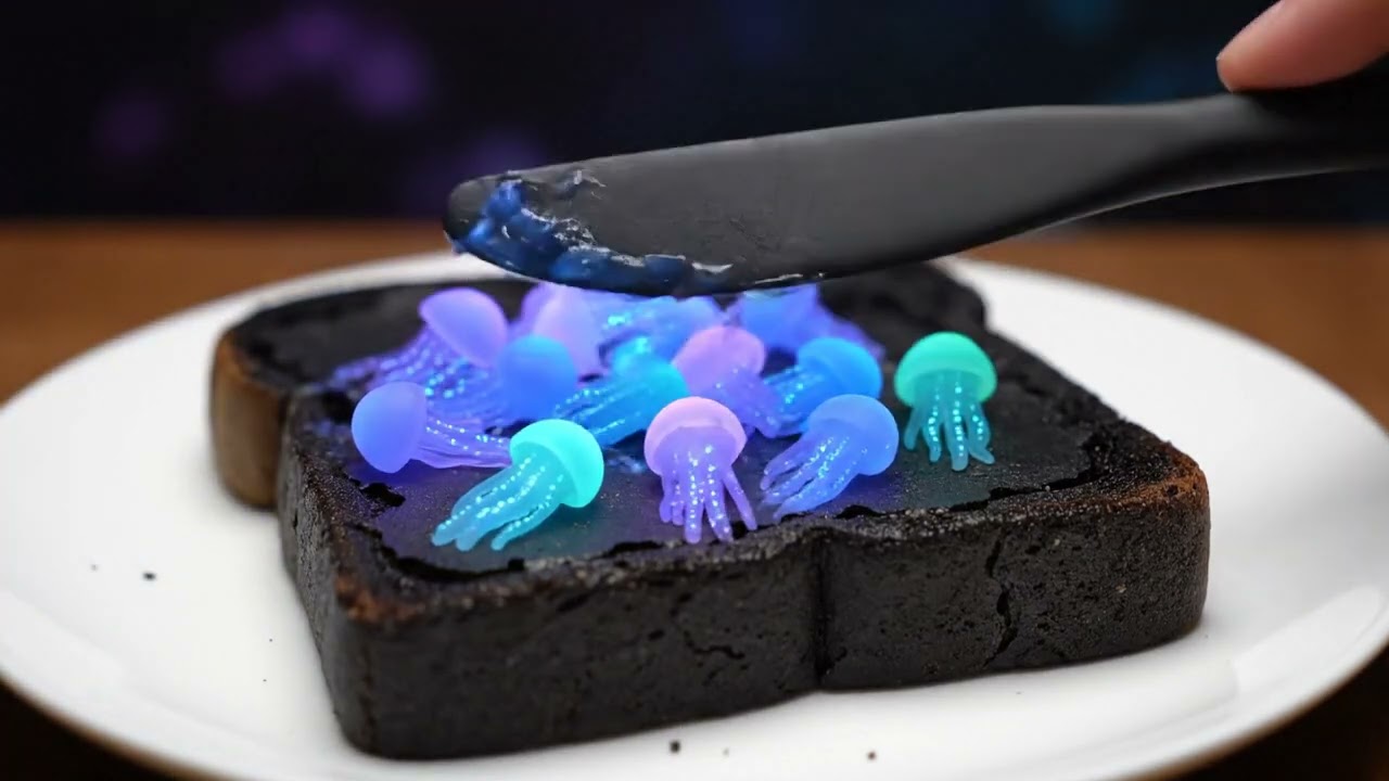 Satisfying AI ASMR Bread Spread | Glowing Spread on Black Bread