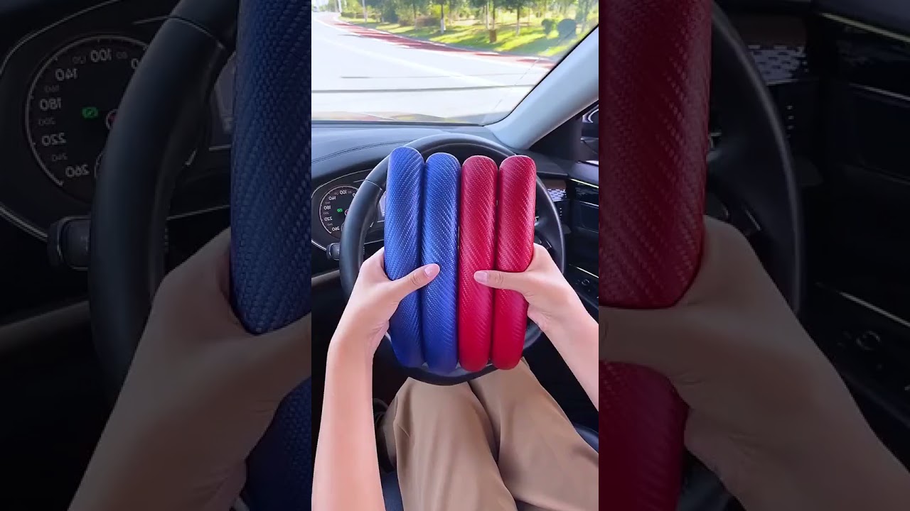 Steering Wheel Cover, Steering Accessories for Car (Carbon Fiber Pattern Red)#short video