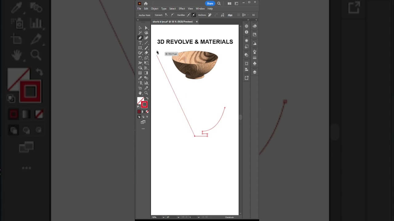 3D REVOLVE & MATERIALS  #ytshorts #adobeillustrator #tutorial #3d  #logomaking #graphicdesign