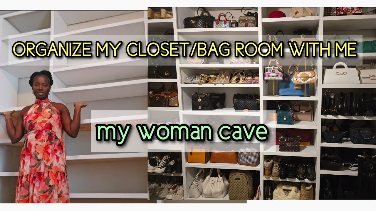 ORGANIZE AND FILL UP MY CLOSET/BAG ROOM WITH ME. MY WOMAN CAVE. DIY CLOSET ROOM. Handbag collection 