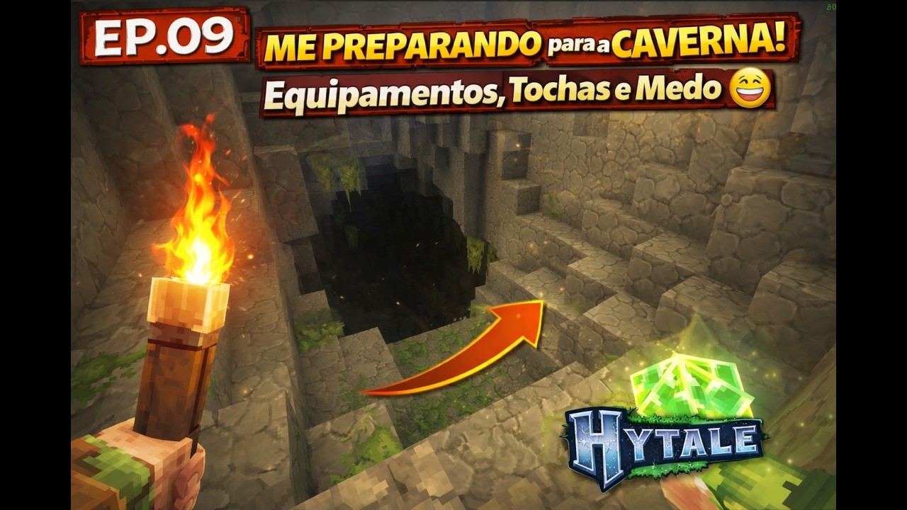 ME PREPARANDO para a CAVERNA! Equipamentos, Tochas e Medo 😅 | Hytale EP.09