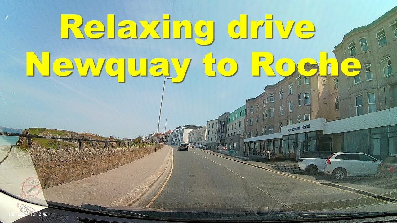 Relaxing coastal drive from Newquay to Roche, Cornwall.