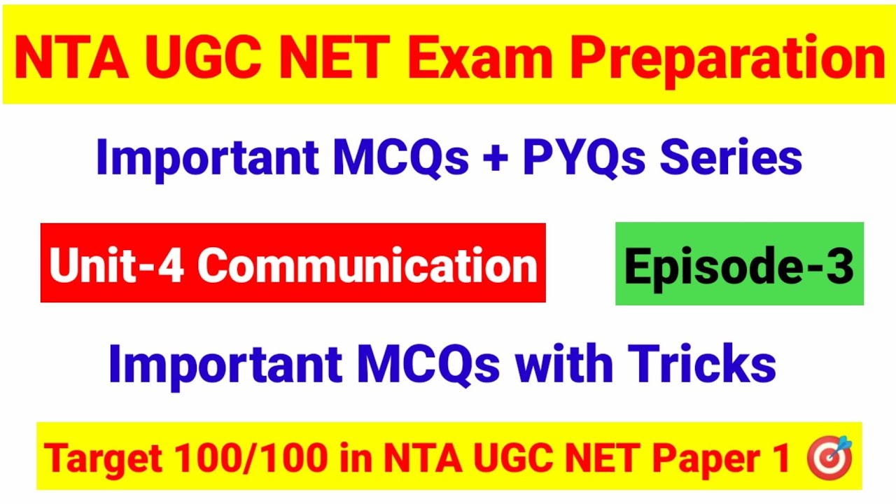 Episode 3 Important MCQs on Communication | Communication MCQs & PYQs |UGC NET Paper 1 |UGC NET JRF