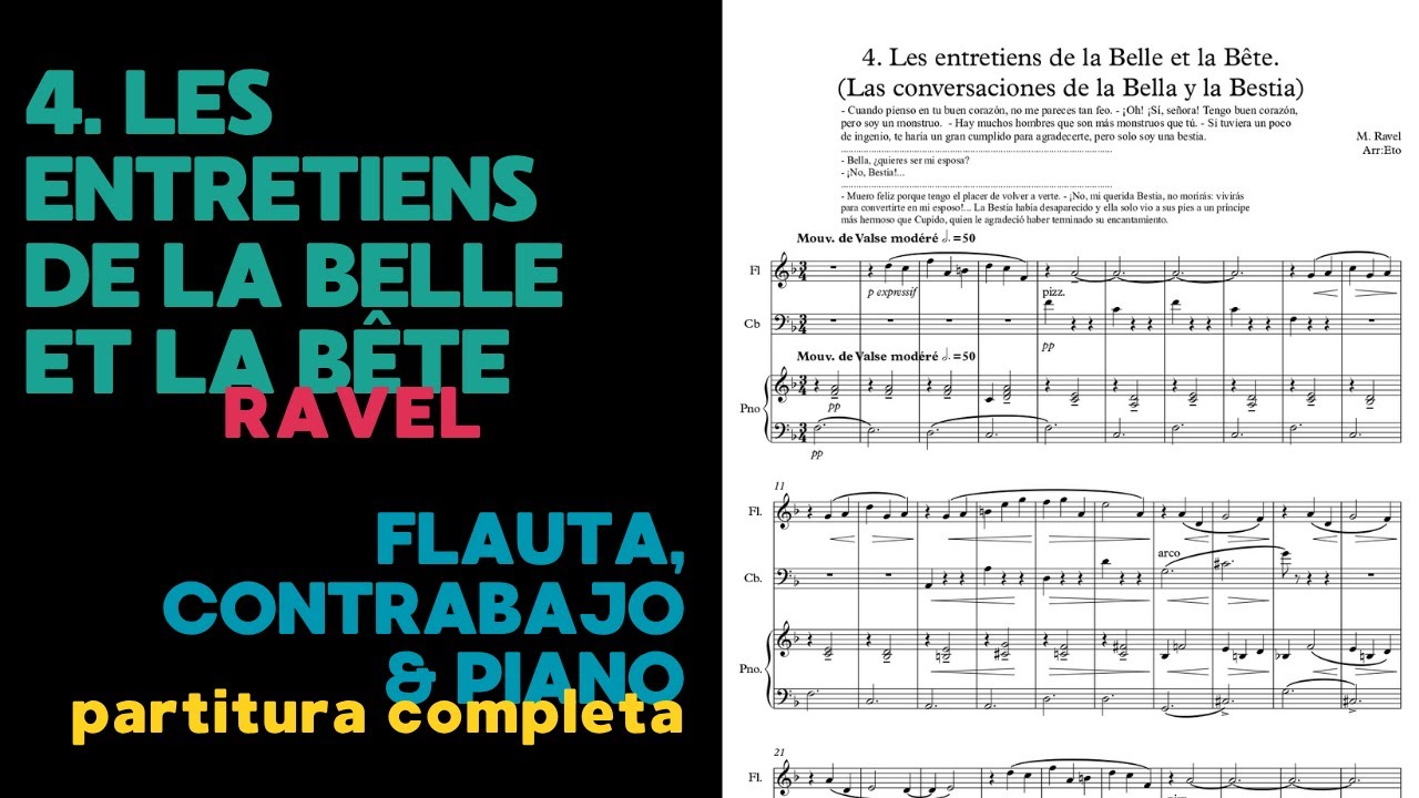 4. Les entretiens de la Belle et la Bête (Mamèrel’Oye) Ravel–Flute, Double Bass & Piano | Arr: Eto