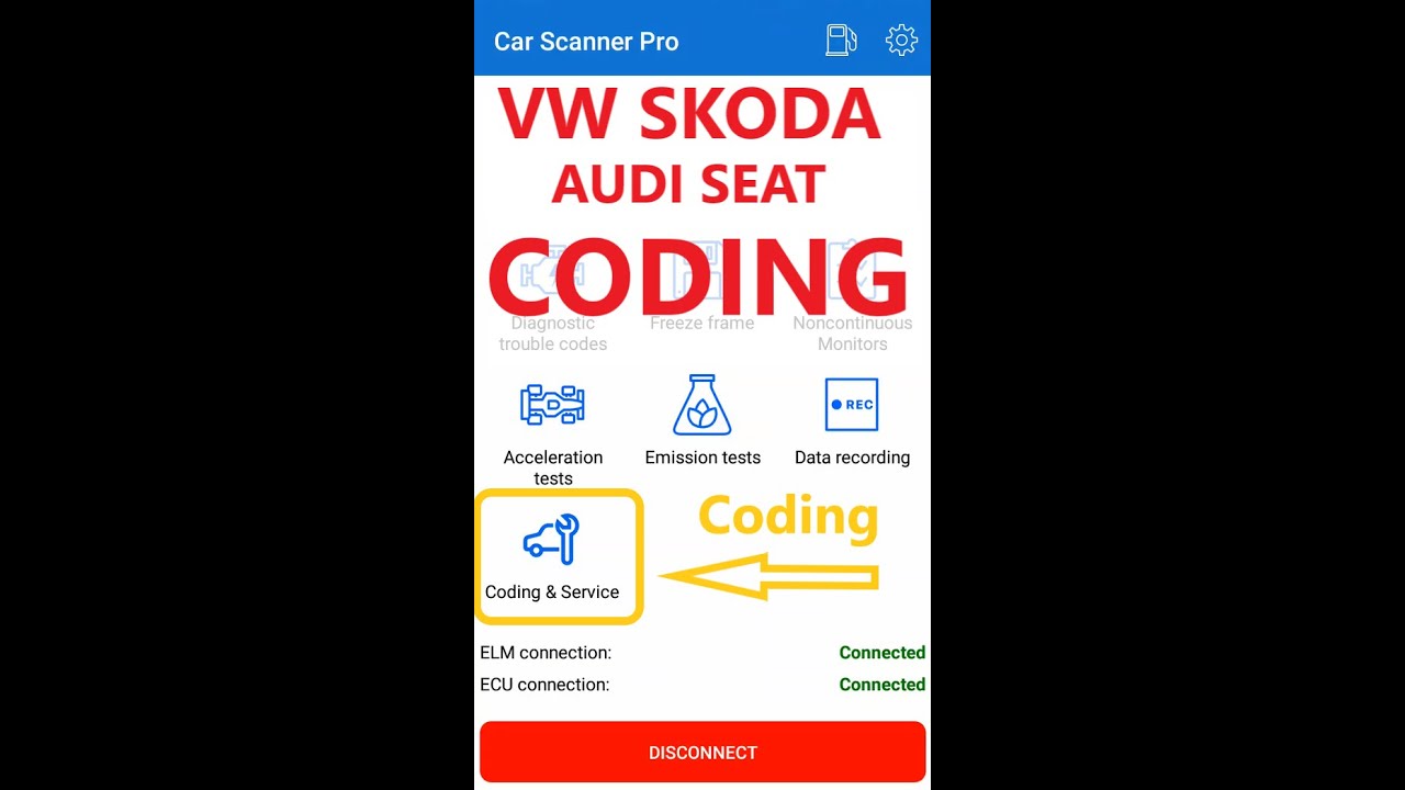 Coding + long coding VW Skoda Audi Seat for 5 EUR - Car Scanner ELM OBD2 app