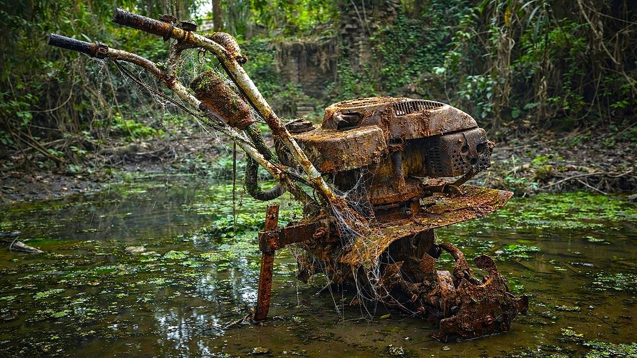 Extreme Restoration of a Rusted Japanese Electric Tiller &ndash; Full Rebuild from Scrap to Like New