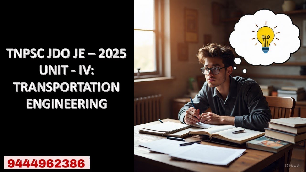 TNPSC JDO JE – 2025 UNIT - IV: TRANSPORTATION ENGINEERING REVISION