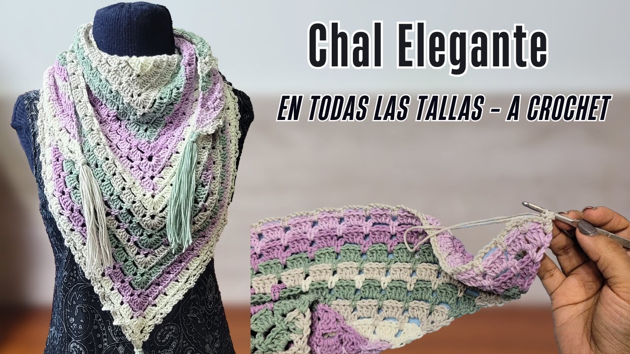 Te enseñamos a tejer Ropas Elegantes a Crochet – Chal Pashmina a Ganchillo Crochet