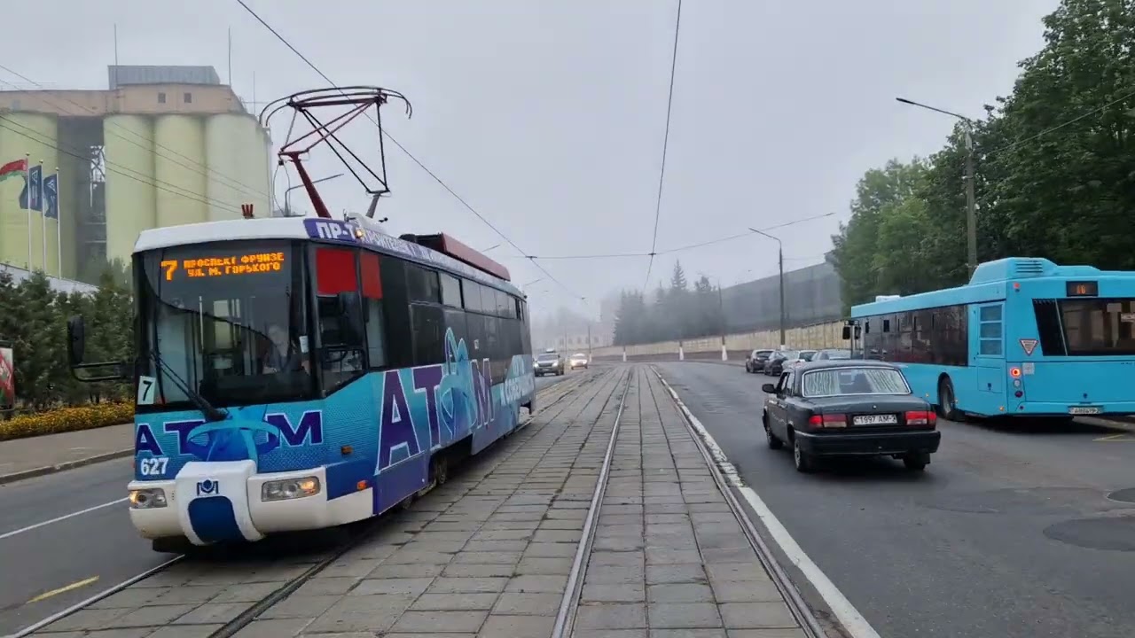 Витебский трамвай. ДСК - ул. Фрунзе. Маршрут 7. 27.08.2024. Vitebsk tram. DSK - st. Frunze. Route 7