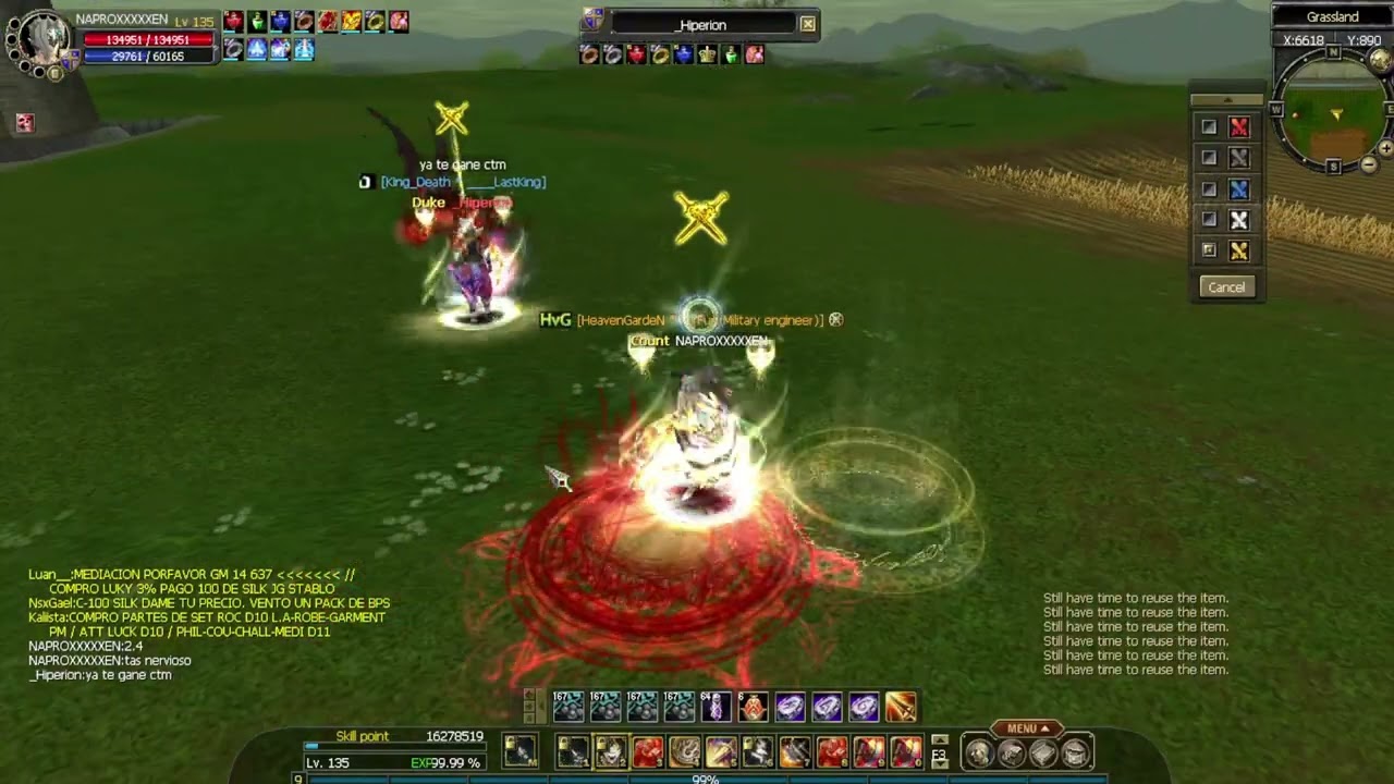 Silkroad Latino PvP Warrior Warlock +15 _Hiperion  Vs Warrior Cleric +12 NAPROXXXXXEN (TOTAL 5-4)