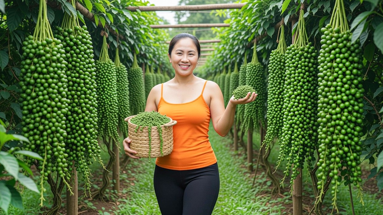 Bountiful Harvest: A Sea of Fresh Green Peppercorns in My Village | Emma Daily Life