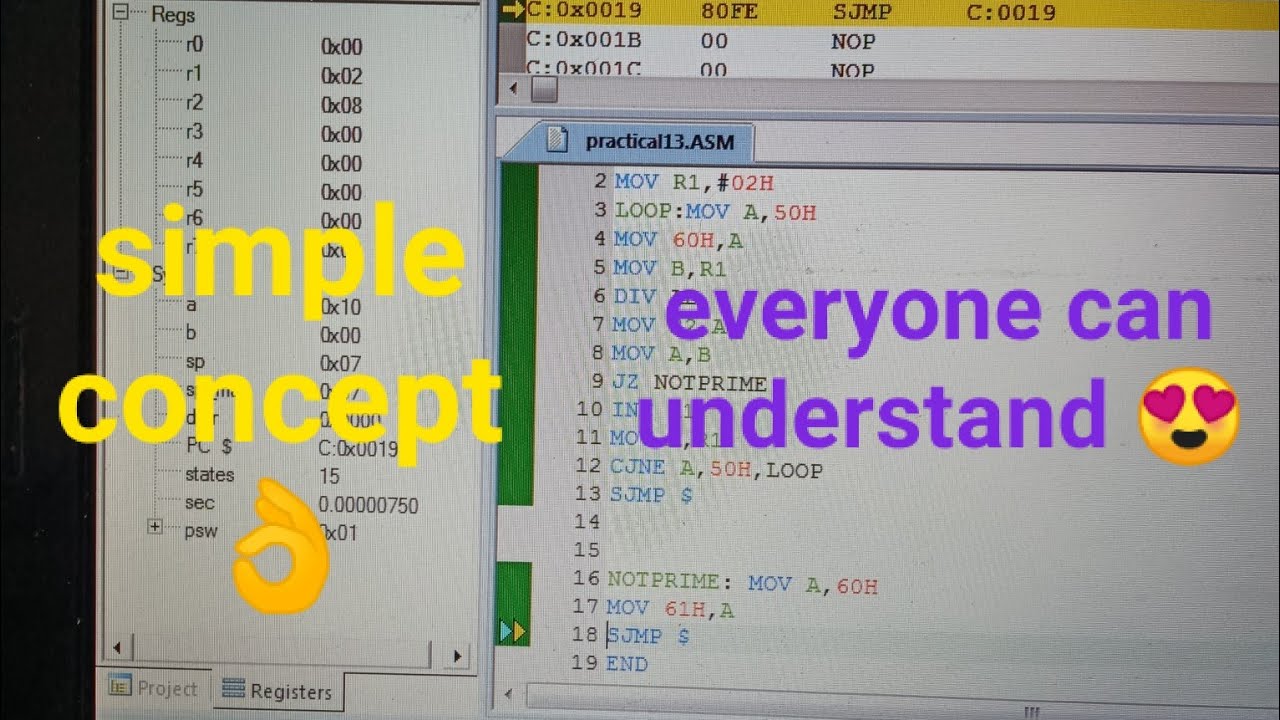 Check number prime or notprime 8051 microcontroller