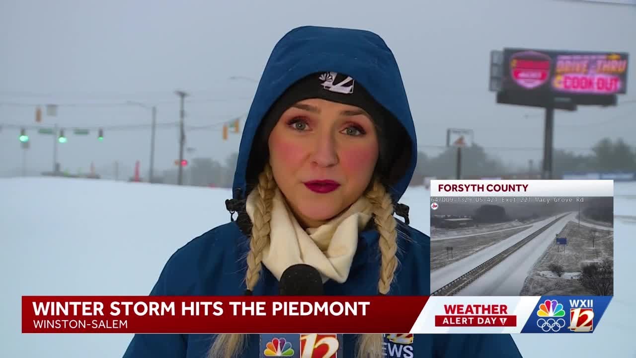 WXII's 12's Kelly Kendall provides a live look at conditions in Winston-Salem at 8:30 a.m.